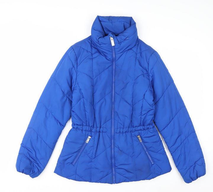 Marks and Spencer Women Blue Size 10 Puffer Jacket Quilted Mid-Length