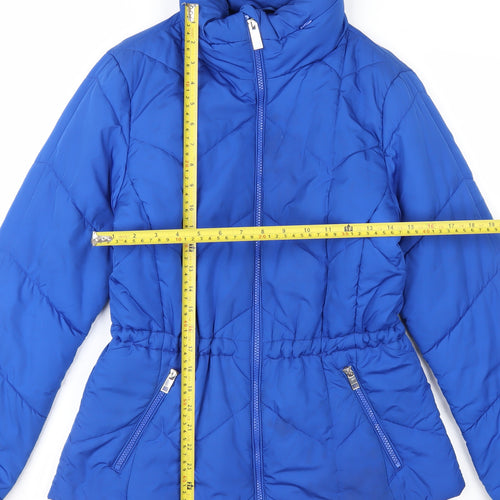 Marks and Spencer Women Blue Size 10 Puffer Jacket Quilted Mid-Length