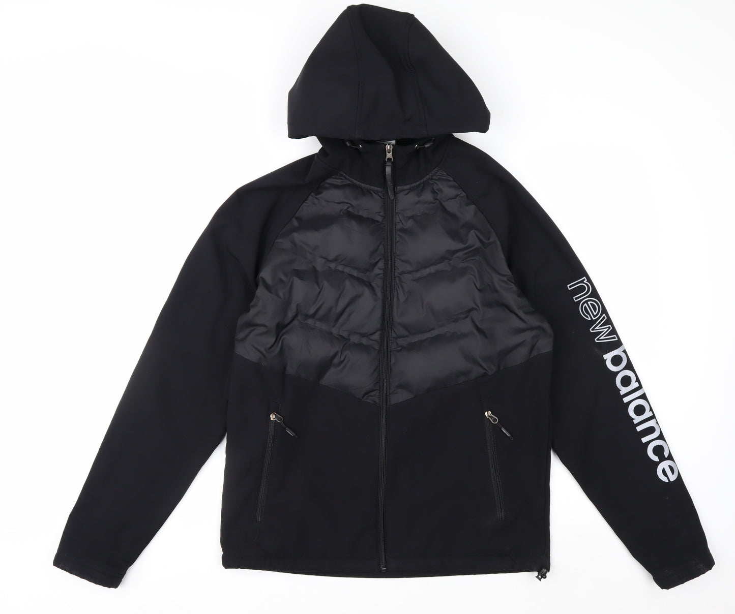 New Balance Men's Black Softshell Hooded Puffer Jacket Size S