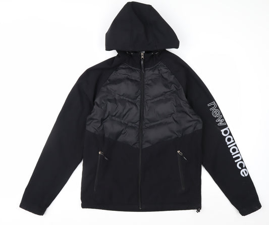 New Balance Men's Black Softshell Hooded Puffer Jacket Size S