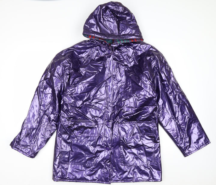 Wippette Womens Purple Vinyl Hooded Rain Coat Jacket S Retro Waterproof