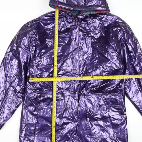 Wippette Womens Purple Vinyl Hooded Rain Coat Jacket S Retro Waterproof