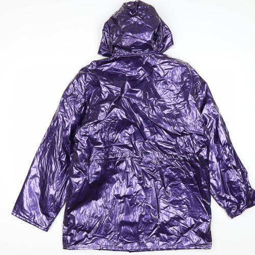 Wippette Womens Purple Vinyl Hooded Rain Coat Jacket S Retro Waterproof