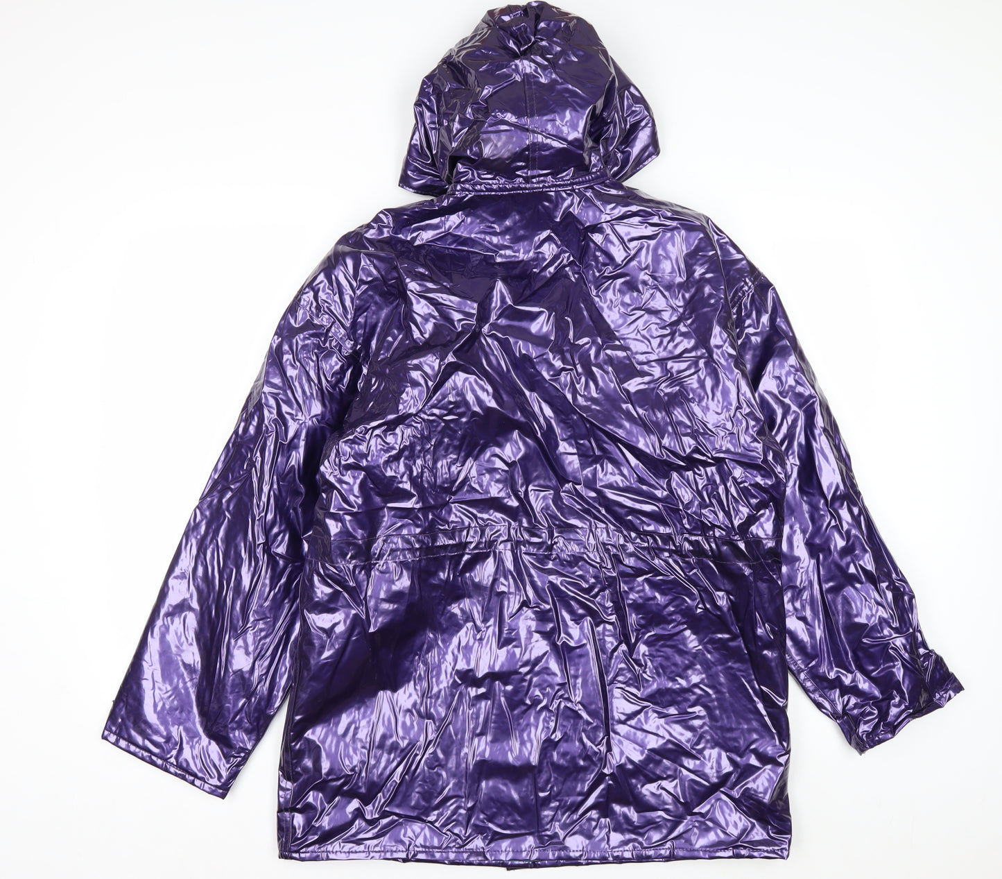 Wippette Womens Purple Vinyl Hooded Rain Coat Jacket S Retro Waterproof