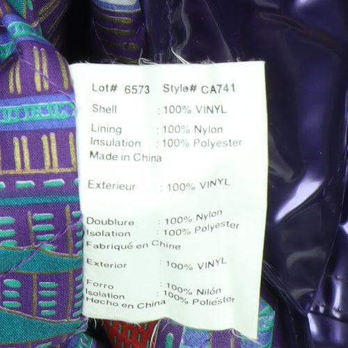 Wippette Womens Purple Vinyl Hooded Rain Coat Jacket S Retro Waterproof
