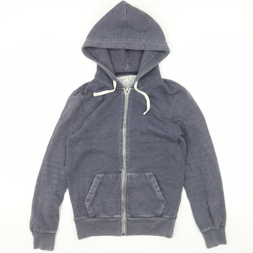 Jack Wills Men's Blue XS Full Zip Hoodie with Logo and Pockets