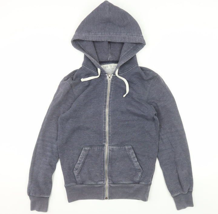 Jack Wills Men's Blue XS Full Zip Hoodie with Logo and Pockets