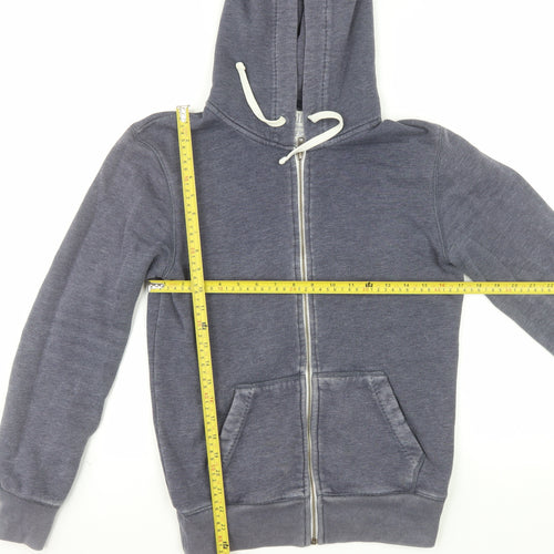 Jack Wills Men's Blue XS Full Zip Hoodie with Logo and Pockets