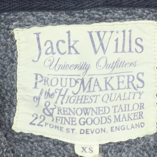 Jack Wills Men's Blue XS Full Zip Hoodie with Logo and Pockets