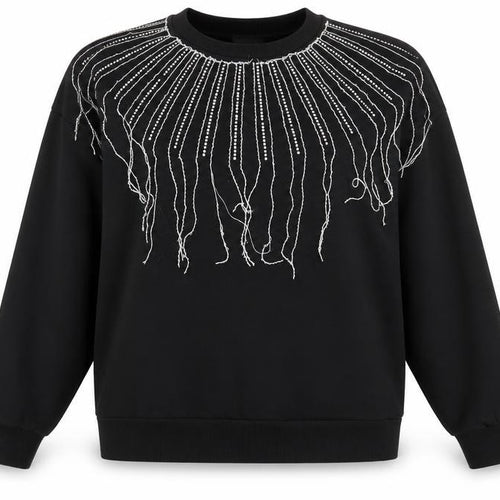 Zara Trafaluc Women Black Beaded Pullover Sweatshirt Size M