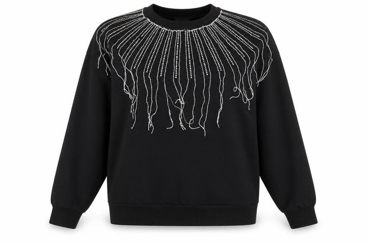 Zara Trafaluc Women Black Beaded Pullover Sweatshirt Size M