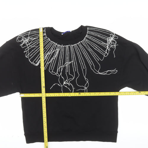 ZARA Trafaluc Women Black Beaded Pullover Sweatshirt Size M