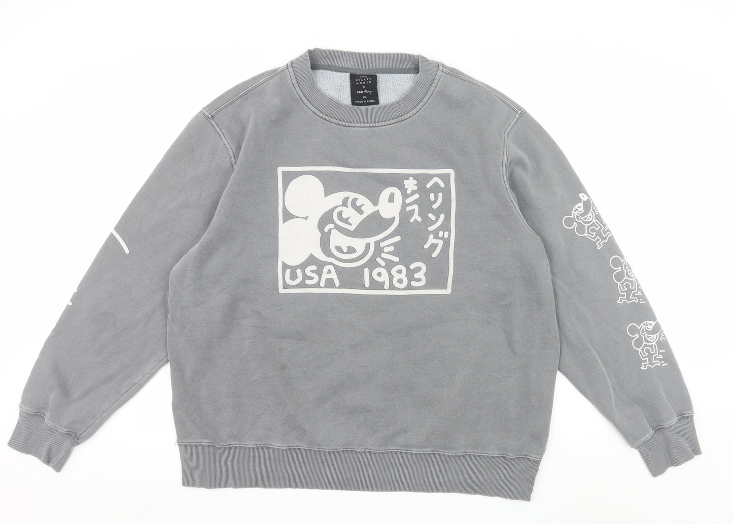 Disney x Keith Haring Men's Grey Mickey Mouse XL Sweatshirt