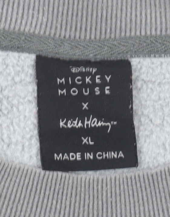 Disney x Keith Haring Men's Grey Mickey Mouse XL Sweatshirt