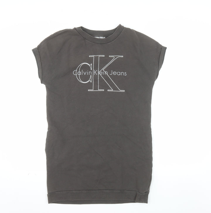 Calvin Klein Jeans Women's Black Small Logo Pullover Sweatshirt