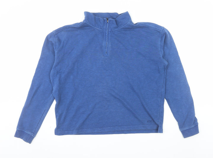 Aloft Women Blue 1/4 Zip Cotton Pullover Sweatshirt Size 12