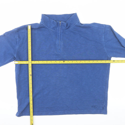 Aloft Women Blue 1/4 Zip Cotton Pullover Sweatshirt Size 12
