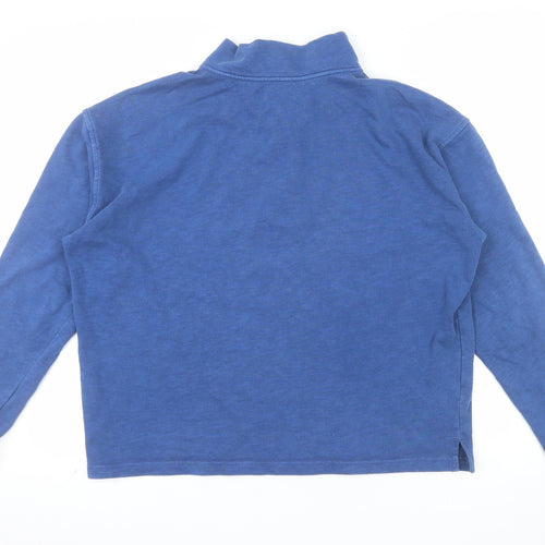 Aloft Women Blue 1/4 Zip Cotton Pullover Sweatshirt Size 12
