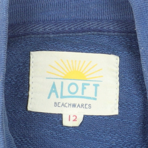 Aloft Women Blue 1/4 Zip Cotton Pullover Sweatshirt Size 12