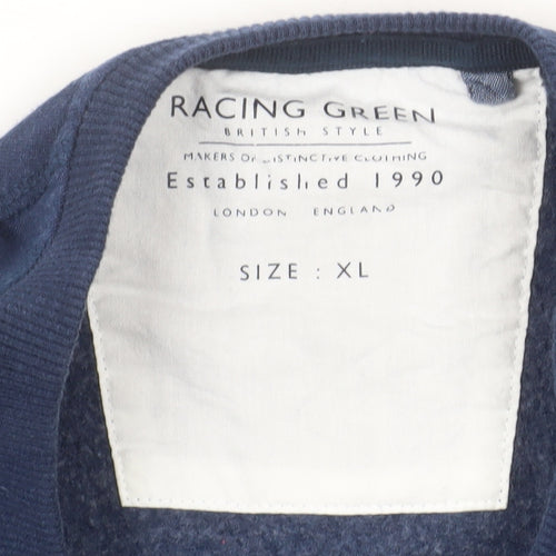Racing Green Men's Blue XL Pullover Sweatshirt Cotton Blend