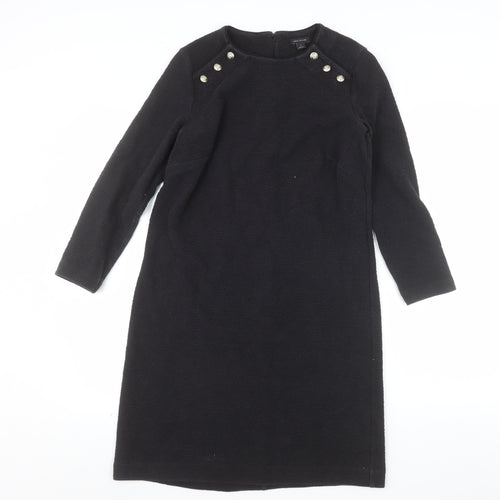Ann Taylor Women’s Black Knee Length Shift Dress Size S Long Sleeve
