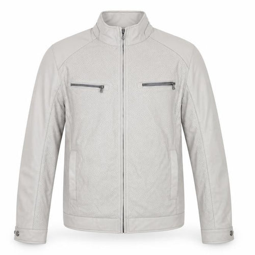 Michael Kors Men's Beige Biker Jacket Size L Faux Leather Full Zip