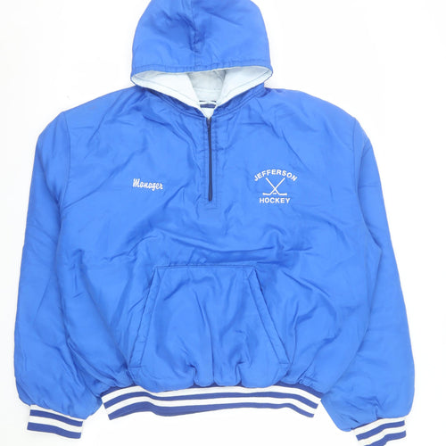 Holloway Men's Blue 2XL Windbreaker Hockey Jacket Hooded Vintage