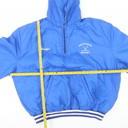 Holloway Men's Blue 2XL Windbreaker Hockey Jacket Hooded Vintage