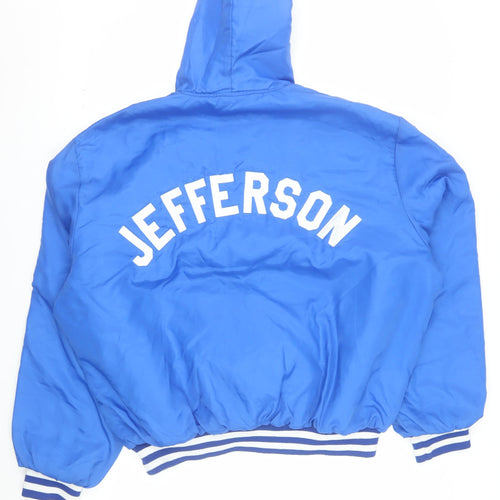 Holloway Men's Blue 2XL Windbreaker Hockey Jacket Hooded Vintage