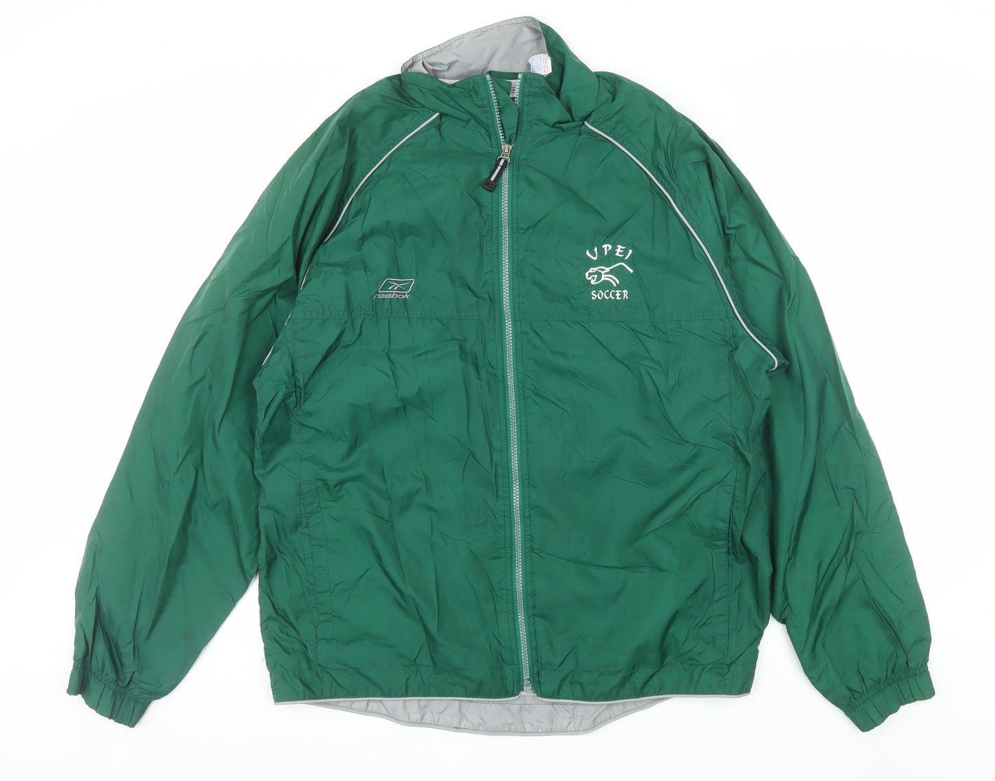 Reebok Men’s Green Windbreaker Jacket Size M UPEI Soccer Full Zip