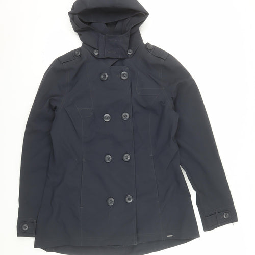 Tribord Women's Black Waterproof Pea Coat Hooded Size 14