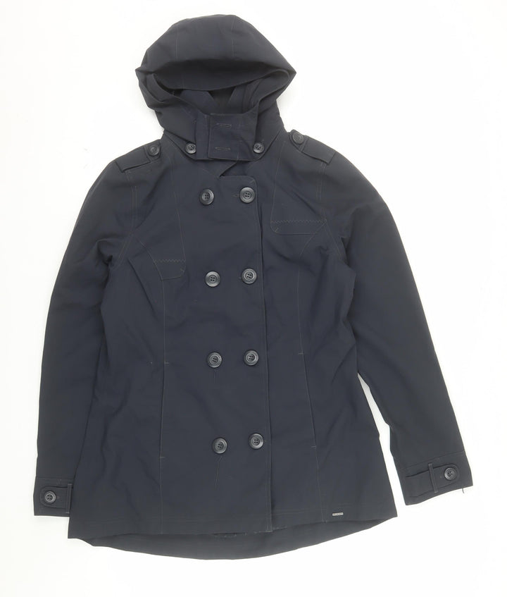 Tribord Women's Black Waterproof Pea Coat Hooded Size 14