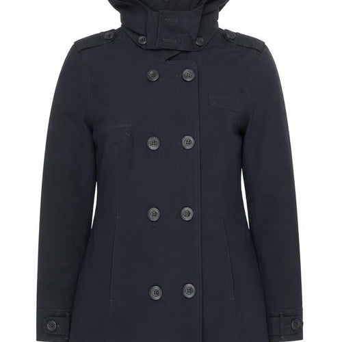 Tribord Women's Black Waterproof Pea Coat Hooded Size 14