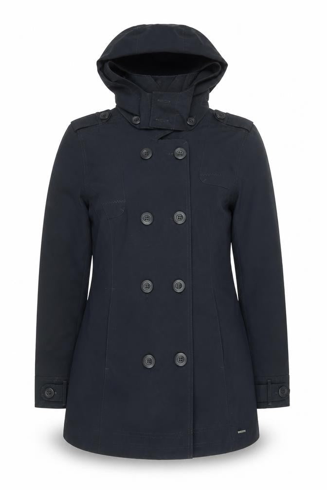 Tribord Women's Black Waterproof Pea Coat Hooded Size 14