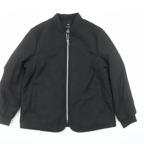 Marks and Spencer Women's Black Size 12 Bomber Jacket Shower Resistant