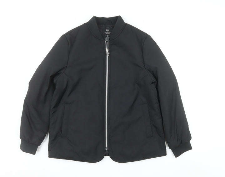 Marks and Spencer Women's Black Size 12 Bomber Jacket Shower Resistant