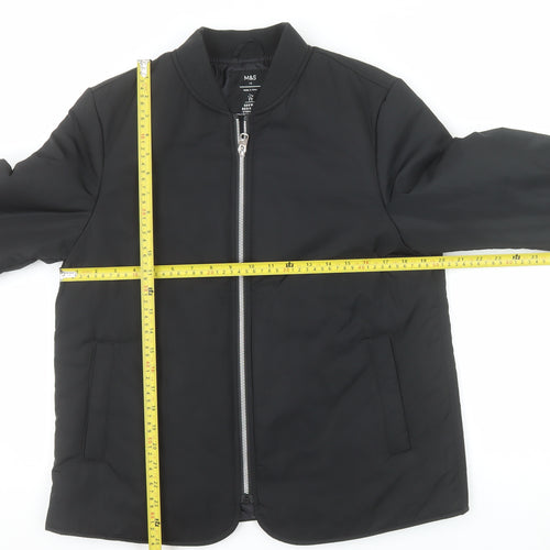 Marks and Spencer Women's Black Size 12 Bomber Jacket Shower Resistant