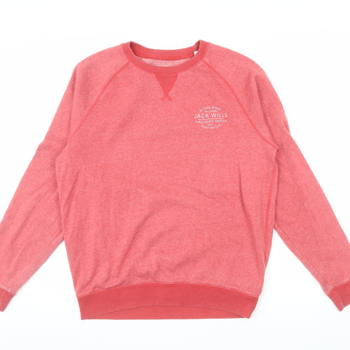 Jack Wills Men's Red Classic Fit Crew Neck Sweatshirt Size L