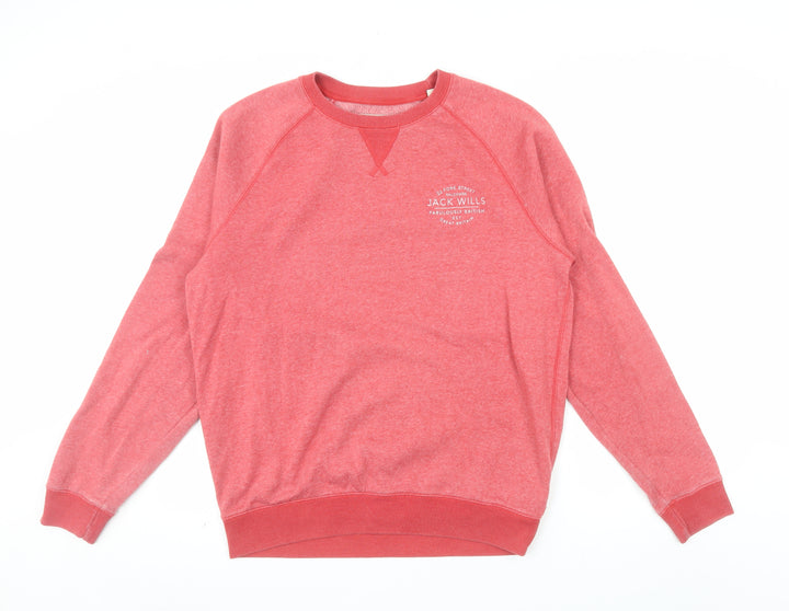 Jack Wills Men's Red Classic Fit Crew Neck Sweatshirt Size L