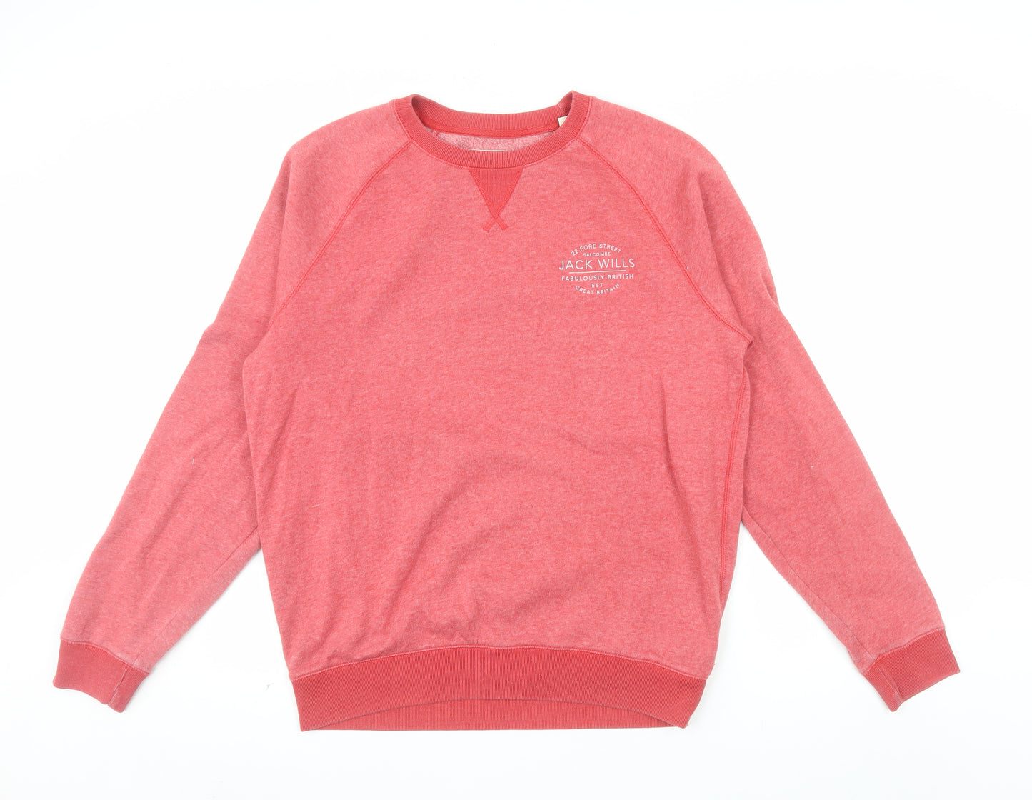 Jack Wills Men's Red Classic Fit Crew Neck Sweatshirt Size L