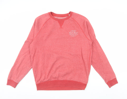 Jack Wills Men's Red Classic Fit Crew Neck Sweatshirt Size L