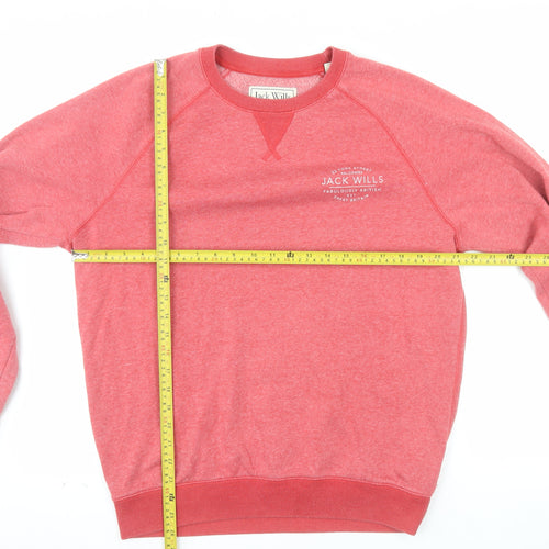 Jack Wills Men's Red Classic Fit Crew Neck Sweatshirt Size L
