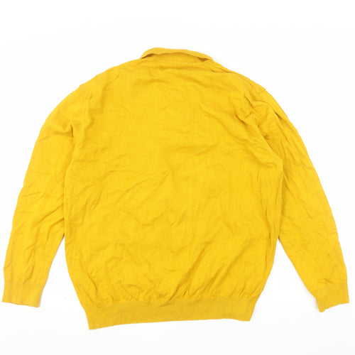 Next Men's Yellow XL Collared Half Zip Cotton Jumper
