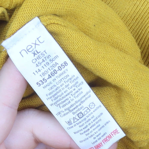 Next Men's Yellow XL Collared Half Zip Cotton Jumper
