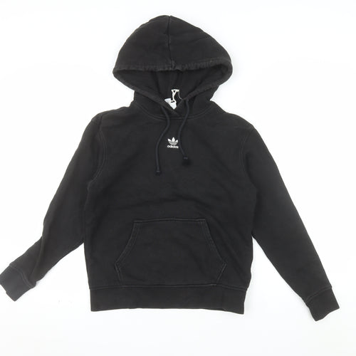Adidas Womens Black XS Pullover Hoodie 100% Cotton Hooded Sweatshirt