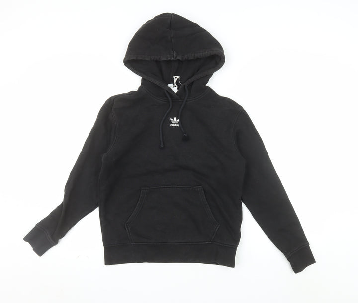 Adidas Womens Black XS Pullover Hoodie 100% Cotton Hooded Sweatshirt