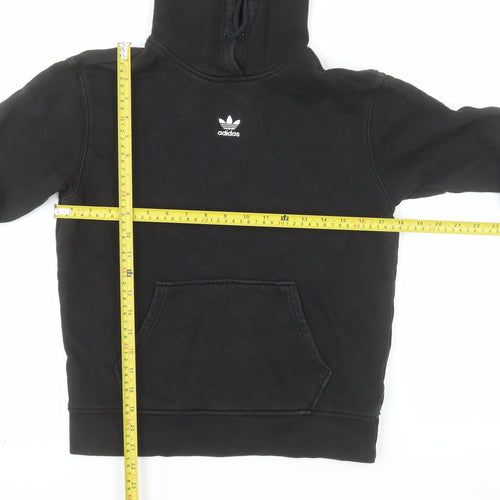Adidas Womens Black XS Pullover Hoodie 100% Cotton Hooded Sweatshirt