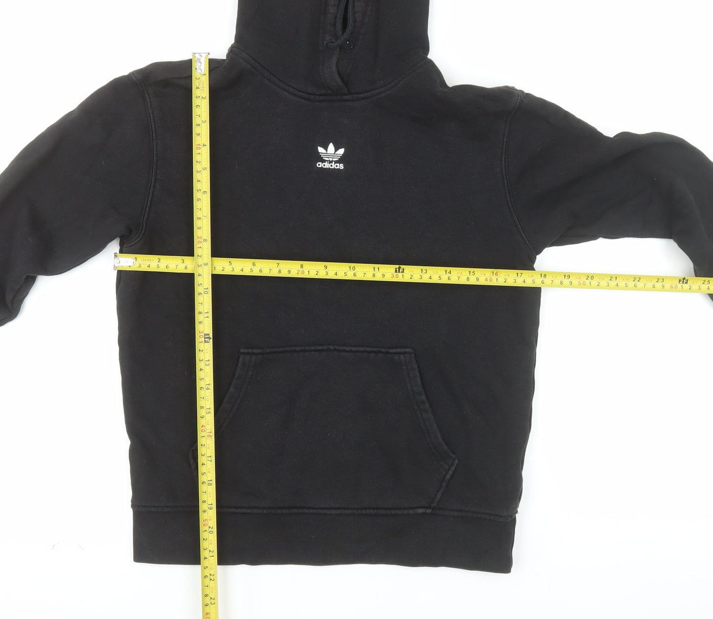Adidas Womens Black XS Pullover Hoodie 100% Cotton Hooded Sweatshirt