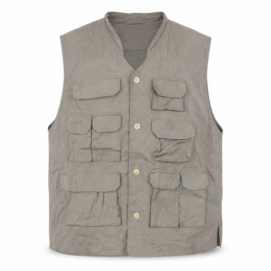 Front view of Sportif Men’s Brown Cotton Fishing Waistcoat L with Multiple Pockets