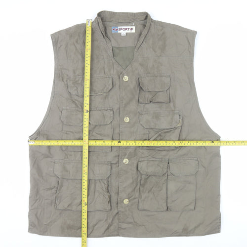 Sportif Men’s Brown Cotton Fishing Waistcoat L with Multiple Pockets